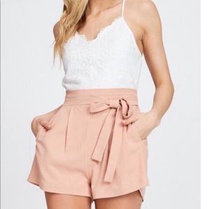 Lace white and peach romper Size L